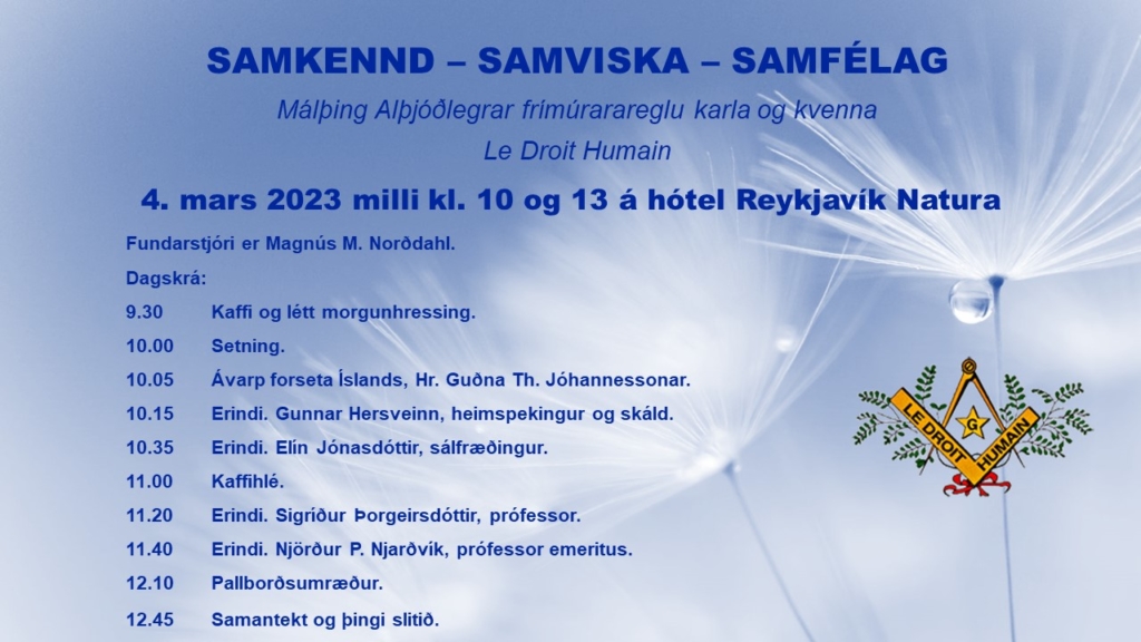 Málþing “SAMKENND – SAMVÍSKA – SAMFÉLAG” 4. mars